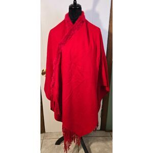 100% Cashmere Scarf/Shawl Hand Tailored Fur Trimmed Made in Germany